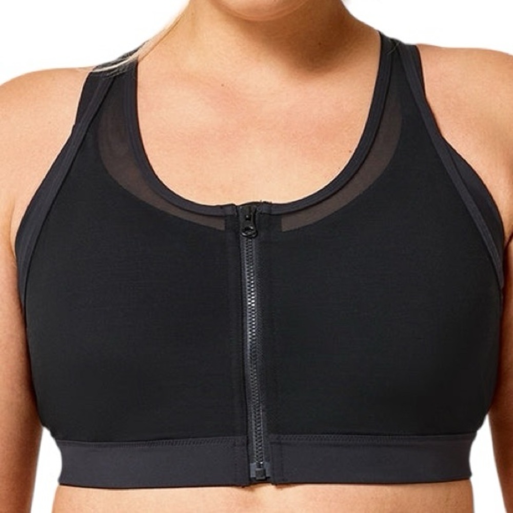 YVETTE women’s high impact Power Zip Front Mesh Padded athletic Running Bra NWT